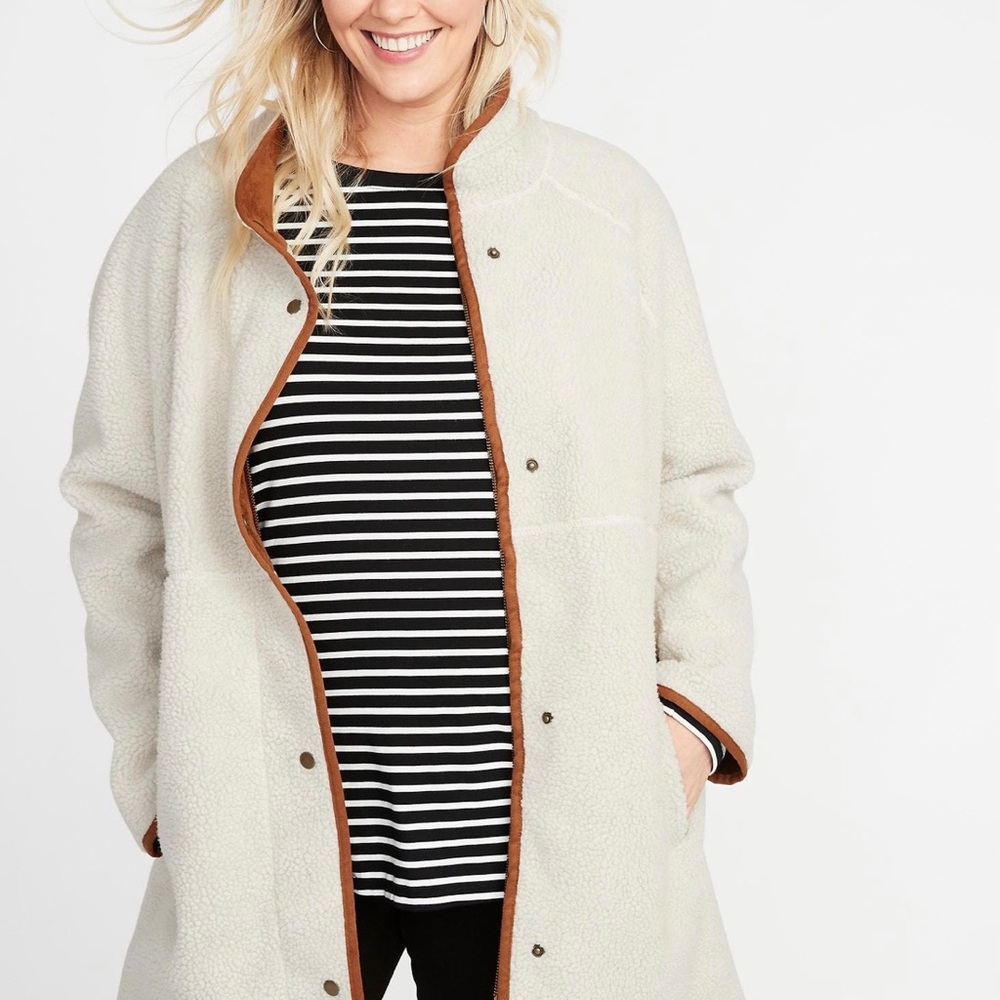 Sherpa coat with suede lining